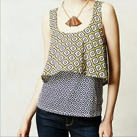 Anthropologie | Meadow Rue Geometric 2 Layer Tank - Picture 2 of 8